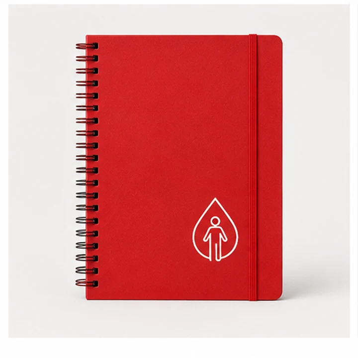 Caderno vermelho institucional demonstrativo